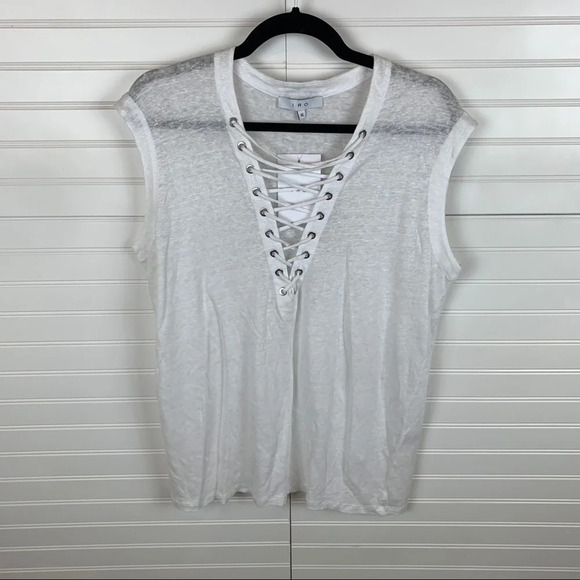 New IRO Tissa Slub Knit Top Lace Up White NWT Bohemian Women’s XL - Picture 4 of 16